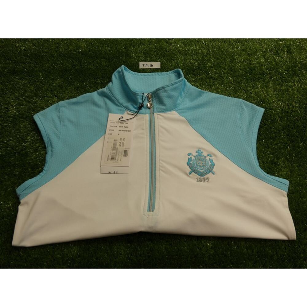 Daily Sports Womens Cathy Cap Sleeveless Golf Shirt C.C. Logo White/Blue Small